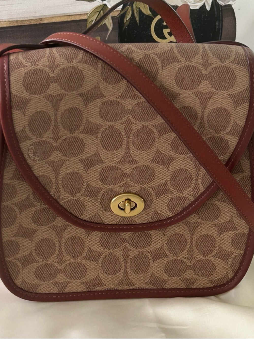 Vintage Coach Willow Court Bag Turnlock Flap bag Signature crossbody - Picture 10 of 13